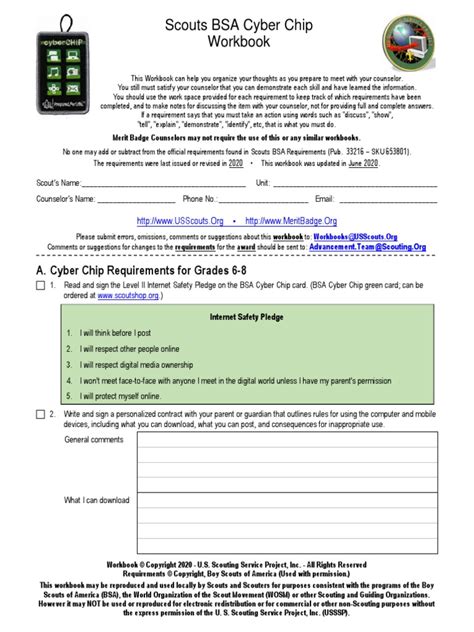 Scouts BSA Cyber Chip Workbook .